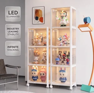 Stackable Building Block Display Cabinet Extra Large Action Figure Case with LED Light for Gundam LEGO OEM