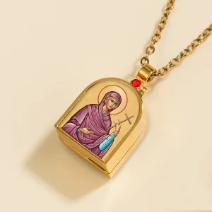 Stainless Steel 18K Gold Plated St. Lucy Orthodox Icon Pendant Custom Design Medals for Vision Protection Spiritual