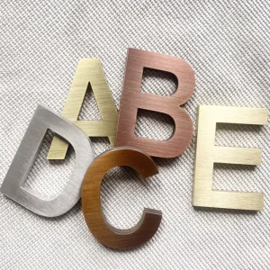 Stainless Steel Brushed Advertising Metal Solid Antique Custom Self Adhesive Background Wall Logo 3D Letter Sign Making