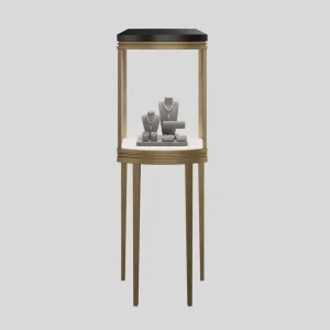 Stainless Steel Floor Standing Jewelry Display Cabinet with LED Spotlight