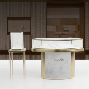 Stainless Steel Furniture MDF Jewelry Showcase Glass Display Case with Light for Counter Shop and Showroom