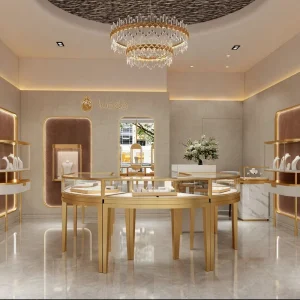 Stainless Steel Gold LED Waterproof Jewelry Display Showcase Cabinet Custom Display Stand for Retail Store