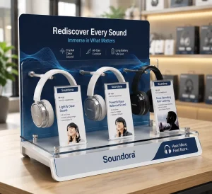 Stand Only Eco Friendly Acrylic Wireless Earphone Display Rack Retail Desk Holder