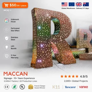 Starry Metal LED Lighted Letters Custom Storefront Logo Signage Outdoor Advertising Building Lighting IP65 Bar Mall