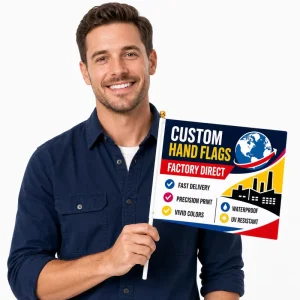 Stock Available Small Hand Flag 9×14 Inch Premium Satin Pennant Flag Corporate Event