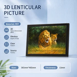 Stock Plastic 3D Wall Painting 40*30cm 5D Lion Picture Lenticular Painting with Black Frame Home Decoration