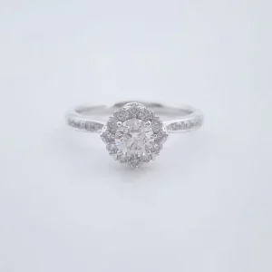 Straight Shank Circle Four Prong Lab Grown Diamond Ring PT950 Platinum Engagement Wedding Bridal Band Ring