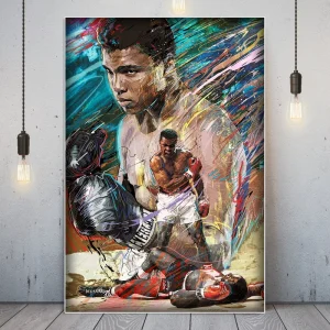 Street Graffiti Art Boxing Champion Portrait Poster and Print Canvas Gym Wall Art Room Decor Oil Paintings Art