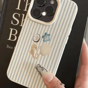 Striped Coconut TPU Mobile Phone Case Coque Leather Funda Shell Back Cover for iPhone 16 15 17 Air 18 Pro Max