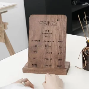 Stylish Walnut Wood Menu Display Stand Durable Wooden Crafts for Restaurants Bars Home Decor Eco Friendly Drink Table Cards