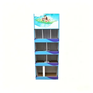 Summer Promotion Cardboard Floor Display Stand Swim Gear Toy Rack Custom Logo OEM ODM POS Stand FSC BSCI Certified Stand