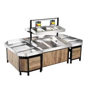 Supermarket Fruit Vegetable Display Stand Stainless Steel Produce Display Rack for Grocery Store Fresh Market Shop