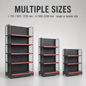 Supermarket Rack Metallic Double-sided Perforated Light Duty 50kg/Layer Shelves for Supermarket