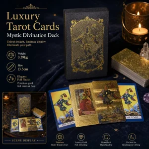 Tarot Cards Luxury Gold Foil Divination Deck with Black Gift Box for Reading and Collection
