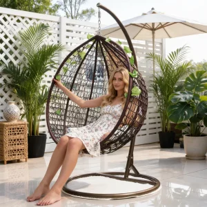 Teardrop Hanging Swing Chair PE Rattan Wicker Egg Chair with Stand 350kg Load Indoor Outdoor Custom Colors