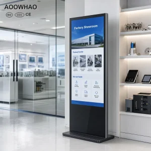 Tech Showroom Interactive Kiosk Floor Standing Digital Signage for Computer Store 4K UHD Display with 3-Year Warranty