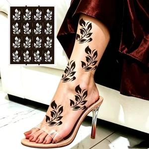Temporary Leaf Vine Henna Mehndi Tattoo Stencil PVC Hand Leg Body Art Painting Template Sticker Women Wedding Party