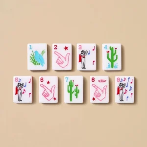 Texas Tech Mahjong Tiles Complete Set With Matching Table Mat Premium Acrylic American Mahjong Game