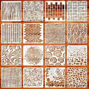 Texture Stencil, 16 Unique Patterns Reusable Stencils for Infinite Craft Possibilities