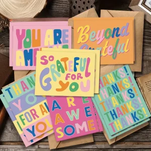 Thank You Greeting Cards Bulk Custom Logo Cardboard Handwritten Style Embossed Custom Design Envelopes Business Family Friends
