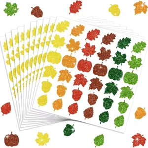 Thanksgiving Laser Sheet Stickers Multicolor Maple Leaf Pumpkin Pinecone Shining Gift Pack Envelope Sealing Stickers