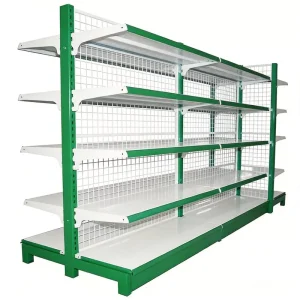 Thickened Metal 5 Tier Double sided Light Duty Supermarket Racks Freestanding Display for Snacks & Beverages