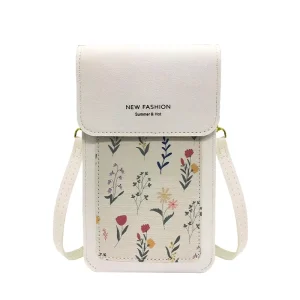Thin Printed Mini Shoulder Crossbody Bag Touch-Screen Mobile Phone Wallet Case for Girls