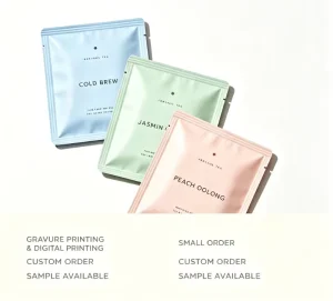 Three Side Seal Non-Zipper Moisture Proof Tea Packaging Bag Gravure Printed PET VMPET PE Sachet Custom for Fruit Tea Dried Herb