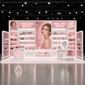 Tool Free Setup Magic Box Booth Custom Design Cosmetics Exhibition Booth Stand For Pop Up Shop USA Expo
