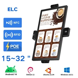 Touch Screen Restaurant POS System 27 Inch Desktop Portable Monitor Android 14 4G+64G Full HD Self service Kiosk