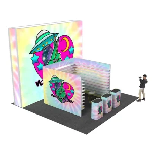 Trade Show Display 10×10 Cosmetics Modular LED Light Box Tradeshow Booth Display Shelves Aluminum Exhibition Booth Stand