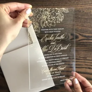 Transparent Acrylic Invitation Customized Design for Wedding Celebration