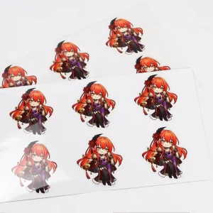 Transparent Anime Sticker Sheet, Clear Vinyl, Adhesive, Custom Printing