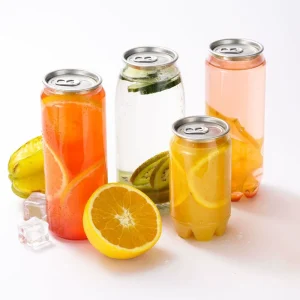 Transparent PET Beverage Cans with Easy-Open Aluminum Lids for Beer, Coffee, and Tea