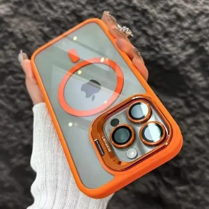 Transparent Phone Case with Lens Holder for iPhone17 Air 15 16 17 Pro Max 13 12 11