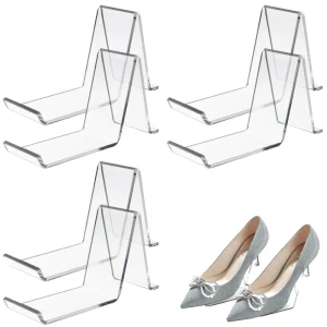 Transparent Plastic Standing Type Sandal Display Stand & Shoe Holder with Elastic Support Single Tier