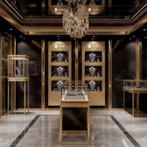 Trendy Glass Jewellery Store Wall Display Cabinet Diamond Necklace Shop Furniture Luxury Jewelry Display Showcase