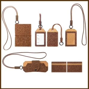 Trendy Traveling Set for Promotions Gifts ECO Cork Business Travel Gift Set Cork Passport Holder Luggage Tag ID Cards Wallet Set