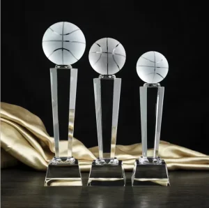 Trophy Laser Engrave Basketball Award Custom Crystal Glass Trophy