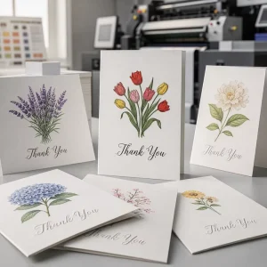 Tulip Floral Thank You Cards Custom Printed Spring Botanical Greeting Cards Bulk OEM Small Business Package Insert