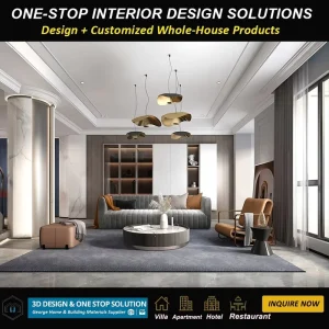 Turnkey Modern Residential Interior Design Solution Bespoke Furniture Matching Full House 3D Rendering Service for Apartment