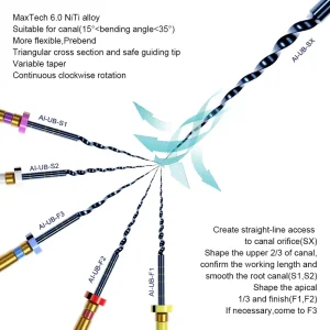 UB Files 6 Pcs Rotary Files Niti Reciproc Blue Files 25mm SF Heated Activation for Endo Motor Dental Supplies