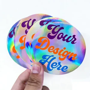 UV Resistant Custom Design Waterproof Glitter Holographic Vinyl Decorate Cosmetic Gold Label Sticker Printing