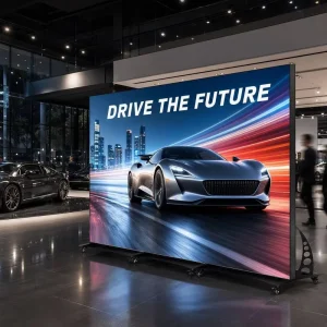 Ultra Slim P1.538 LED Poster Screen Movable Floor Stand Advertising Display for Exhibition Trade Show Event