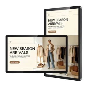 Ultra Slim Wall Mounted Digital Advertising Screen Full HD Resolution Metal Housing and Uniform Backlight Performance