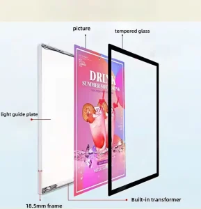 Ultra thin LED Wall mounted Light Box Suitable for Hanging Pull out Picture Light Boxes in Stores and Restaurants