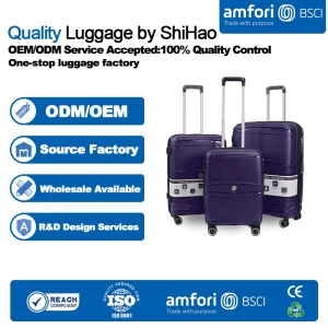 Unbreakable PP Luggage Set 3 Pcs Factory 20 24 28 Inch Light Weight Modern Travel Suitcase Double Spinner Wheels