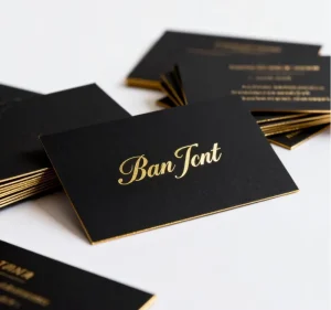 Unique Design Custom Business Cards Premium Black Card Paper with Gold Embossed Border Paperboard Printing for Business
