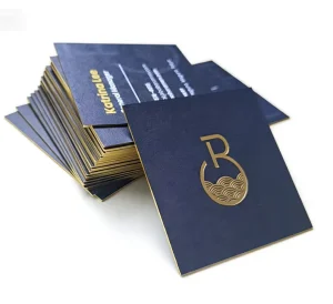 Unique Design Custom Business Cards Premium Black Card Paper with Gold Embossed Border Paperboard Printing for Business