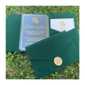 Unique Invitaciones Luxurious Engagement Velvet Envelope With Rsvp Hardcover Red Tri Wedding Invitation Card